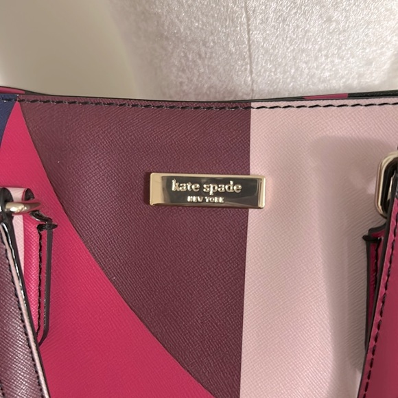 Kate Spade Laurel Way Evangelie Geo Spotlight Pink Purple Blue Handbag - Picture 3 of 5